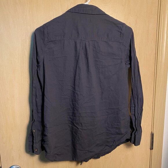 Marine Layer Medium Embroidered Flower Button Down Top Navy - Picture 2 of 5